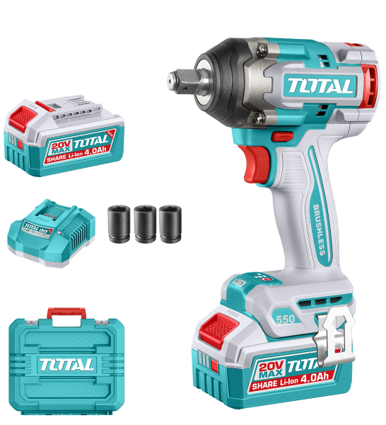 Brushless Cordless Impact Wrench 550N.m - 1/2" Square Drive - P20S 4.0Ah