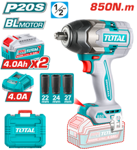 Industrial Brushless Cordless 1/2" Square Drive Impact Wrench 850Nm/ 1000Nm - P20S 4.0Ah