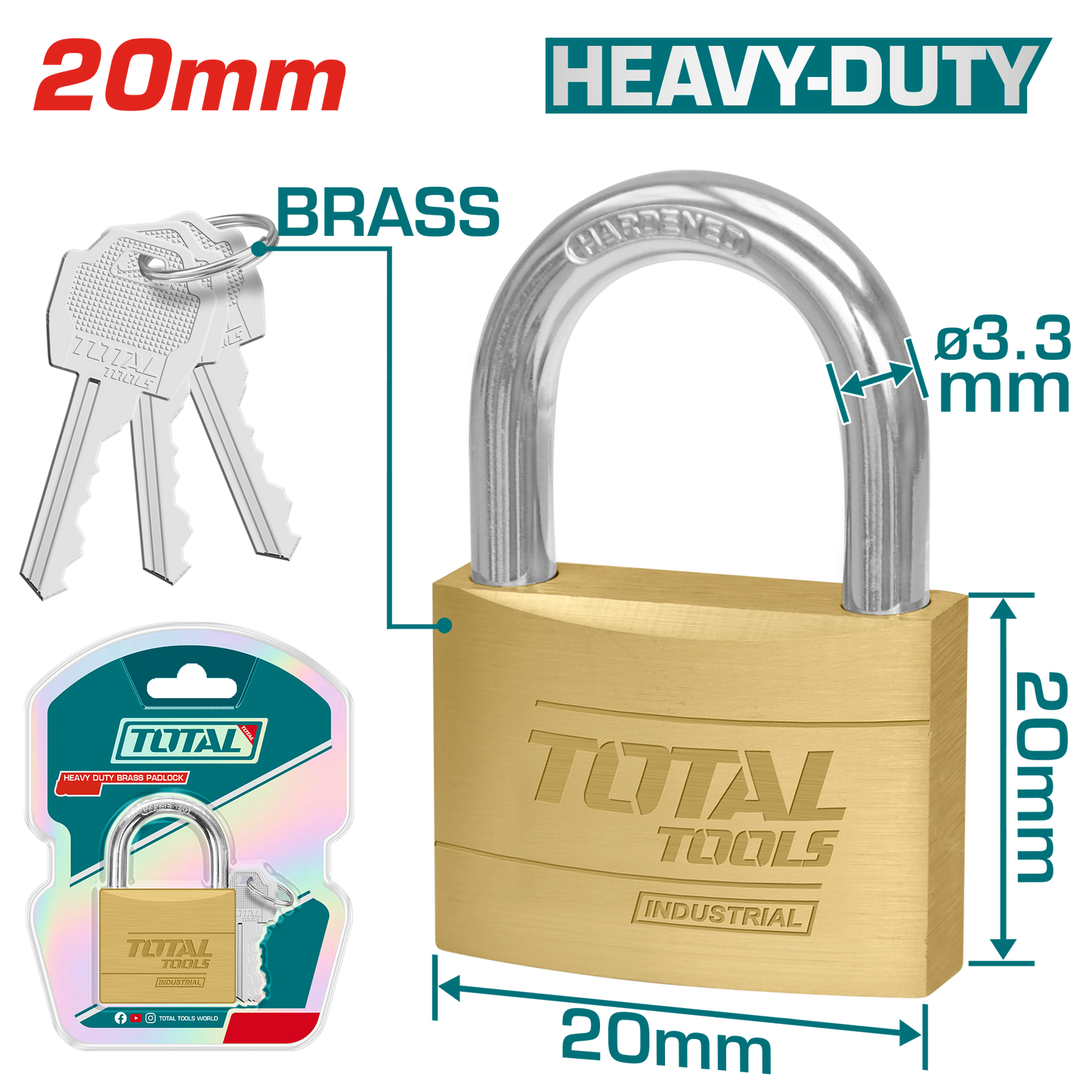 Heavy Duty Brass Padlock 20mm