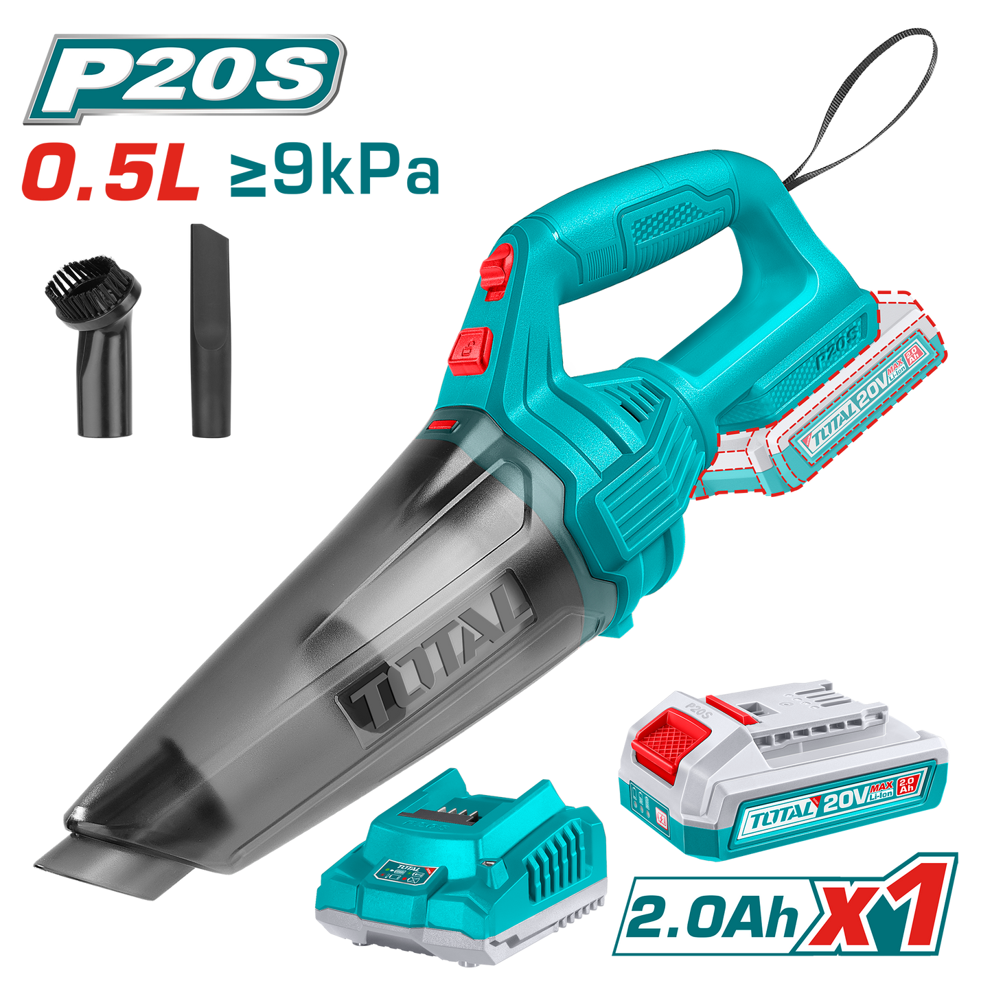 Compact Cordless Cordless Vacuum Cleaner 0.5L - ≥9kPa - P20S 2.0Ah