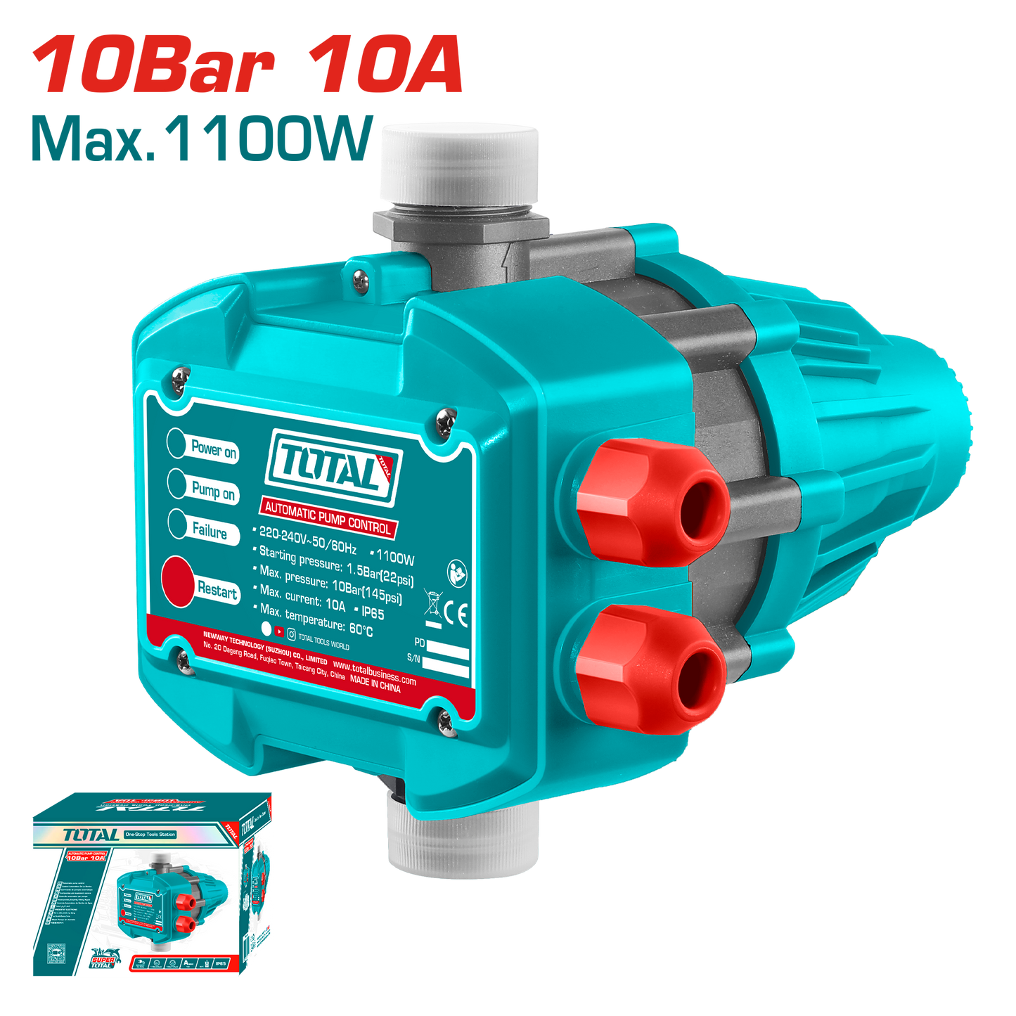 Automatic Water Pump Control Switch 10Bar 10A - 1100W