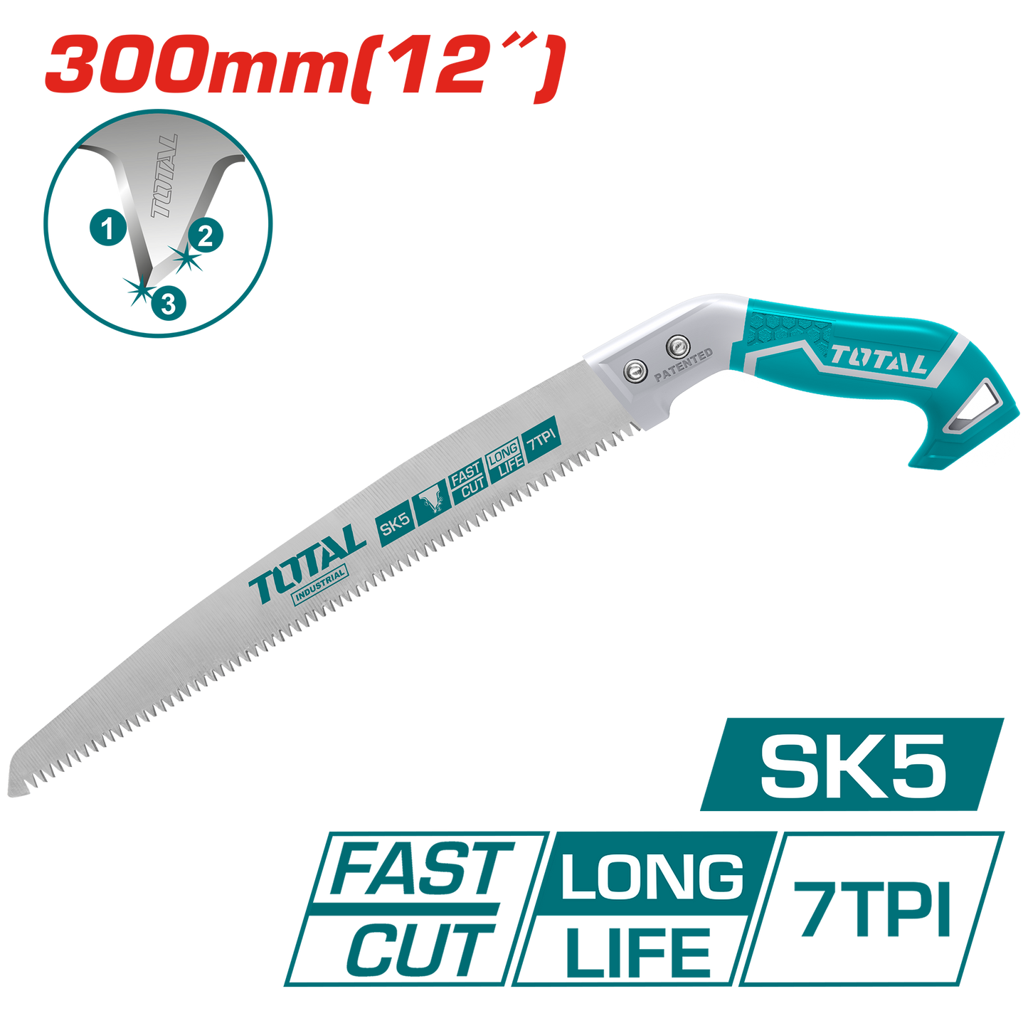 Pruning Saw (300mm,2Color Handle,7TPI,65Mn Bld)