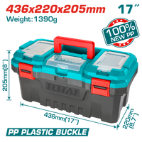 Plastic Tool Box 17" - 436x220x205mm - Polypropylene buckle