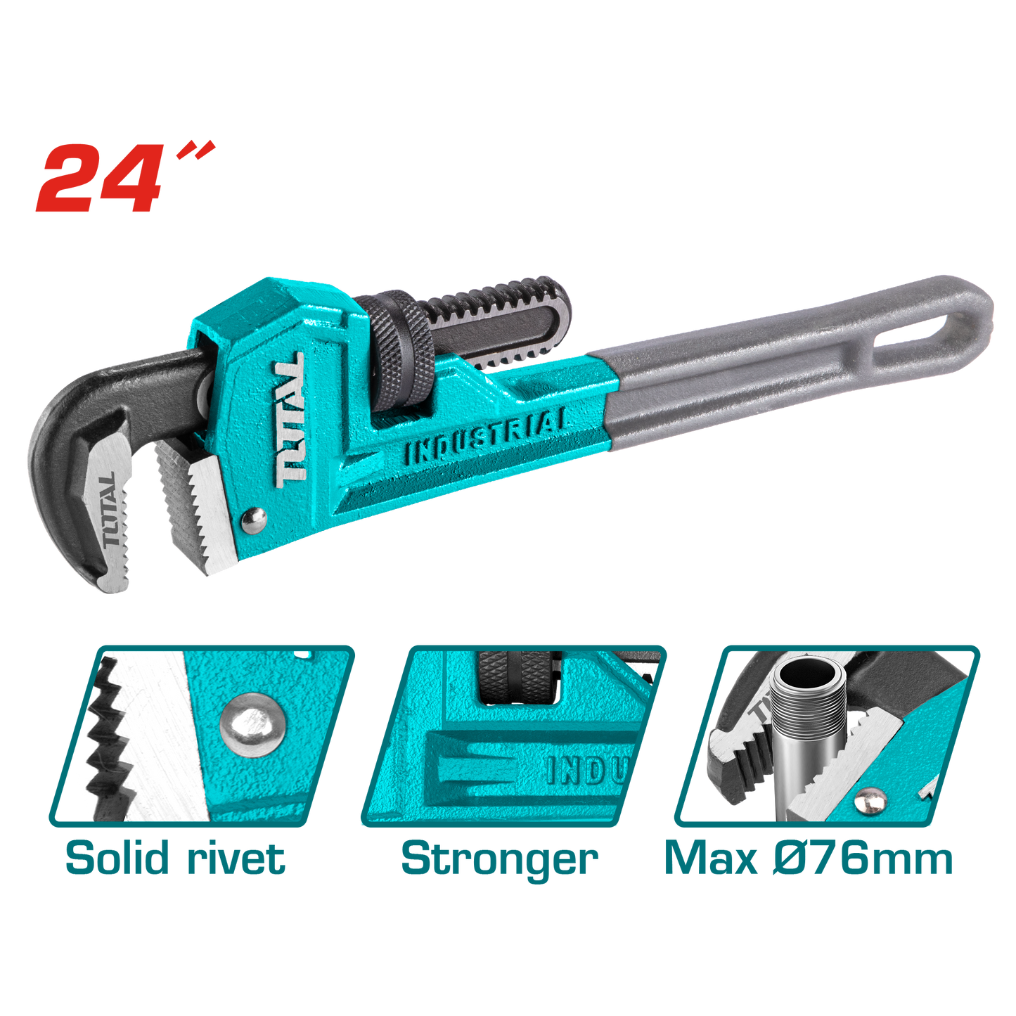 Pipe Wrench, (24"), Grey Handle